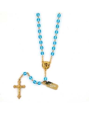 Magnifique chapelet en cristal turquoise