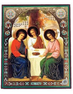 Petite icône russe, image sur bois MDF, représentant la Très Sainte Trinité. 2