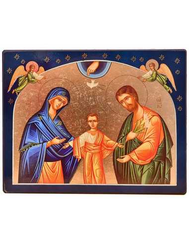 Icône dorée à la feuille de la Sainte Famille aux étoiles réalisée par l'atelier "Les Clémences"