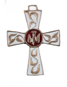 Croix bronze émaillé colombe - blanc 2