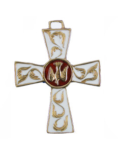 Croix bronze émaillé colombe - blanc