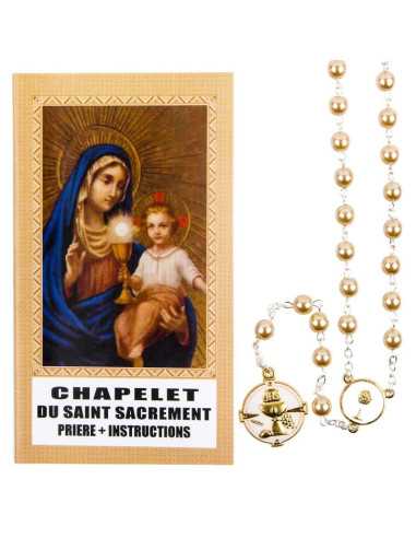 Chapelet de dévotion du Saint Sacrement avec prière et instructions.