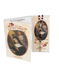 Chapelet sainte Rita avec grains en bois parfumés à la rose