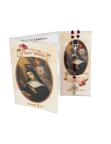 Chapelet sainte Rita avec grains en bois parfumés à la rose