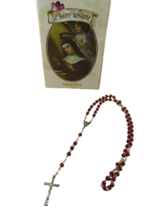 Chapelet sainte Rita avec grains en bois parfumés à la rose 2