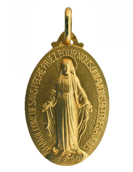 Médaille miraculeuse plaqué or. De 11 à 21 mm