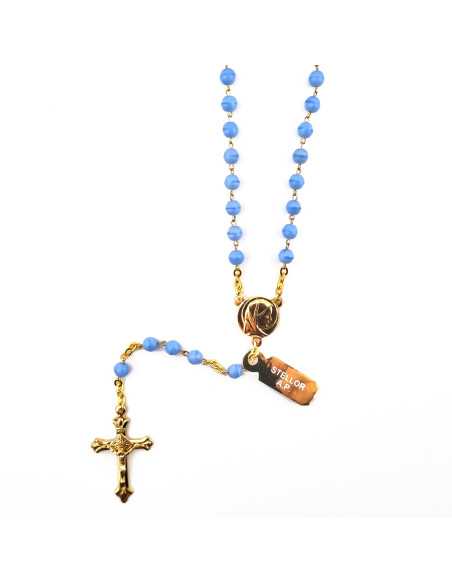 Chapelet stellor en verre soie bleu