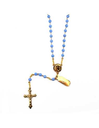 Chapelet stellor en verre soie bleu