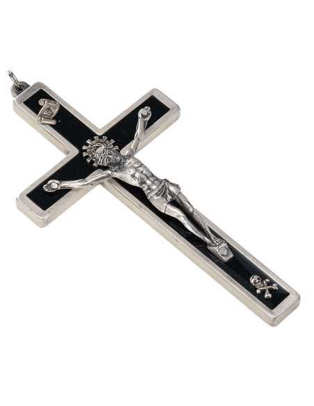 Crucifix traditionnel de la bonne mort en laiton émaillé