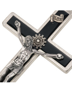 Crucifix de la bonne mort, en laiton émaillé 12 x 6 cm. 2