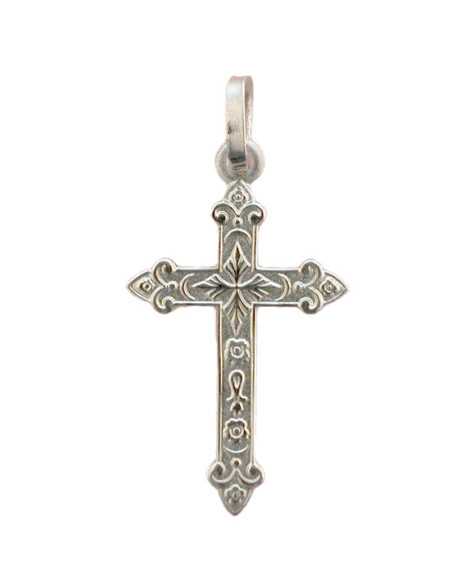 Pendentif croix ornée en argent
