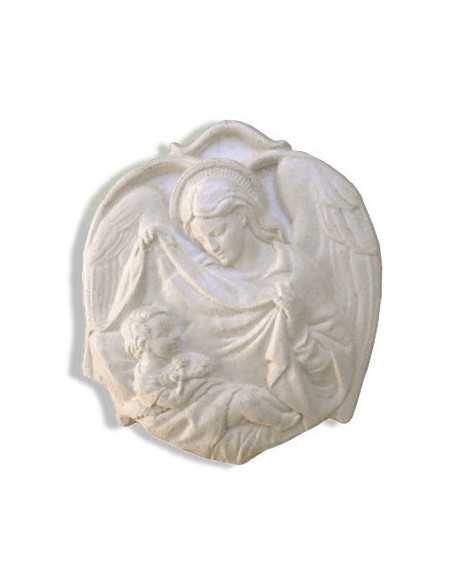 Joli médaillon d'Ange gardien en plâtre, avec attache au dos.