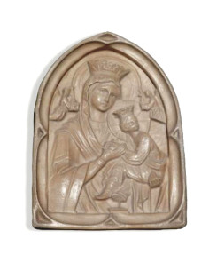 Joli bas-relief en plâtre, Notre-Dame du Bon Secours, avec attache au dos