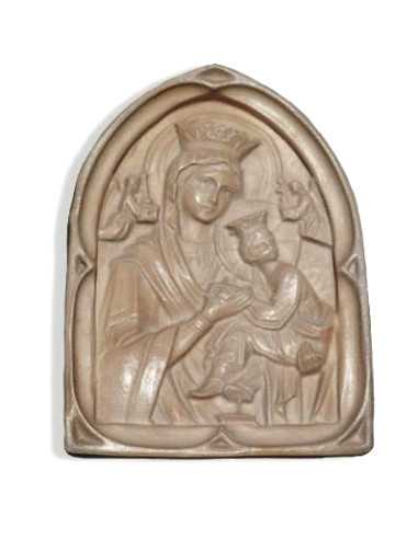 Joli bas-relief en plâtre, Notre-Dame du Bon Secours, avec attache au dos