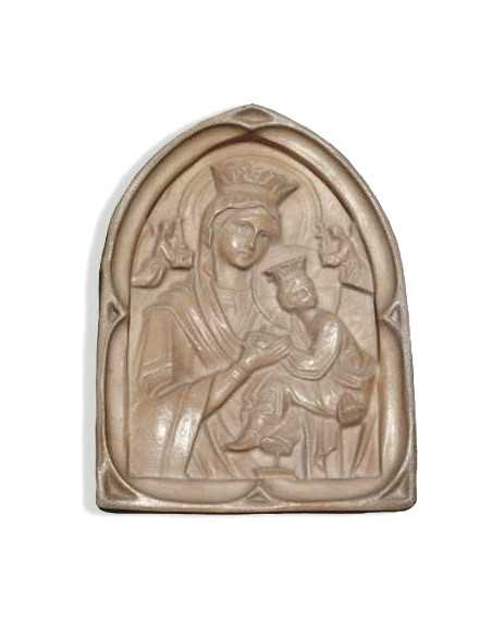 Joli bas-relief en plâtre, Notre-Dame du Bon Secours, avec attache au dos