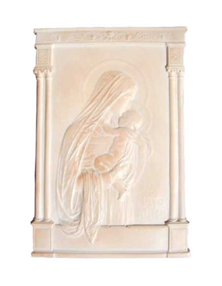 Bas-relief en plâtre de la Vierge à l'Enfant