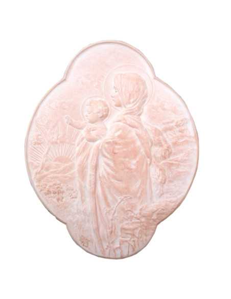 Joli bas-relief en plâtre, de la Vierge de l'Aurore, avec attache au dos.