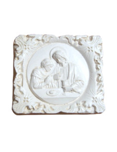 Petit bas-relief, en plâtre, de la Communion de saint Jean