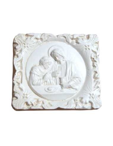 Petit bas-relief, en plâtre, de la Communion de saint Jean