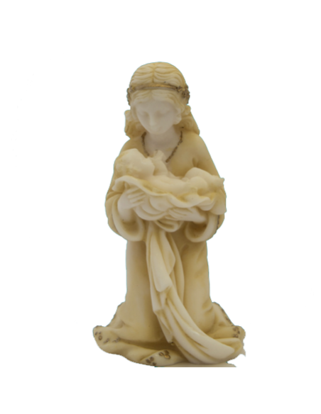 Alabaster and gold statue of the Virgin in prayer