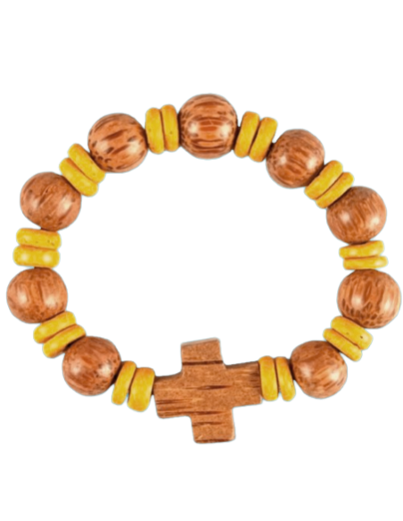 Bracelet dizainier en bois de cocotier réalisé dans un atelier solidaire aux Philippines.