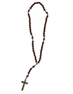 Chapelet en bois monté sur une corde, avec le Christ sur la Croix. 2