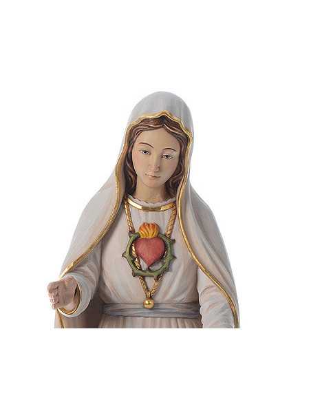 Statue en bois peint - Fatima Cœur immaculé de Marie