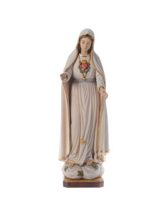 Statue en bois peint de Notre-Dame de Fatima, Cœur Immaculé de Marie