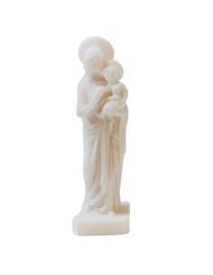 Vierge des foyers en albâtre blanc ou beige et or