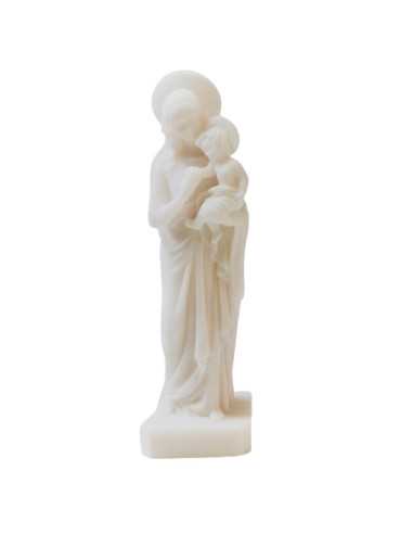 Vierge des foyers en albâtre blanc ou beige et or