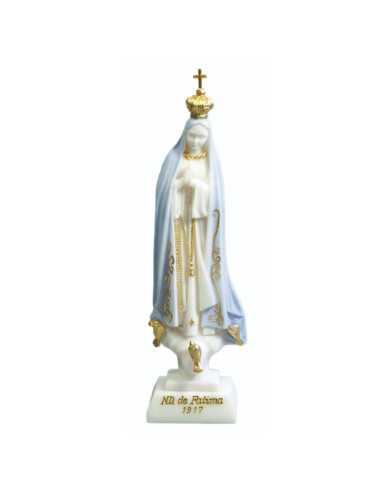 Statue de Notre-Dame de Fatima en albâtre reconstitué et coloré, aux détails très fins