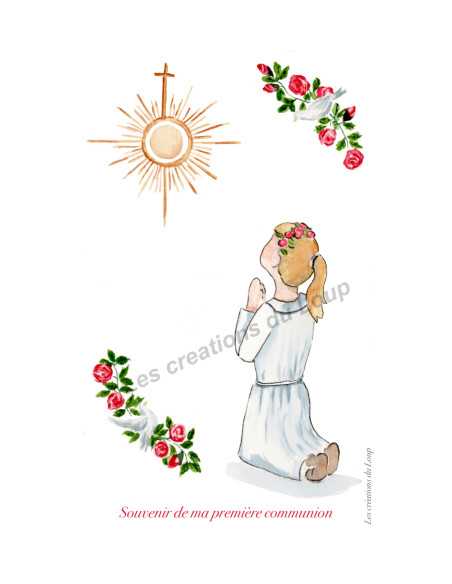 Image, pour une communion d'une petite fille, réalisée par Les Créations du Loup.