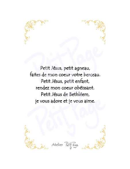 Petit Jésus, petit agneau - Petite carte prière de Noël pelliculée