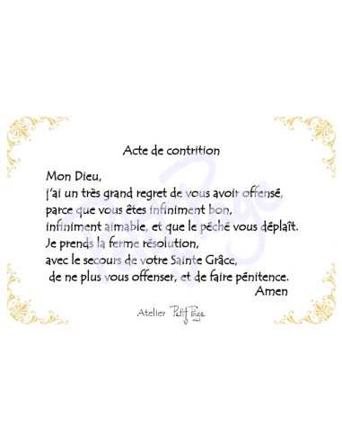 Acte de contrition - Petite carte prière...