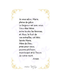 Je vous salue Marie - Petite carte prière pelliculée 2