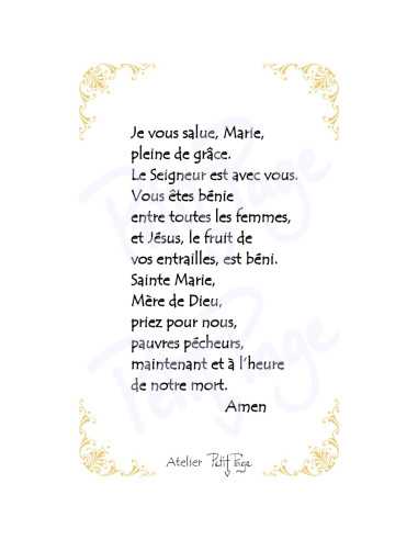 Je vous salue Marie - Petite carte prière...