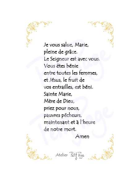 Je vous salue Marie - Petite carte prière pelliculée