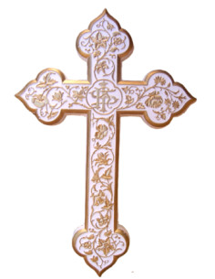 Ravissante croix ornée en plâtre, avec attache au dos. 2