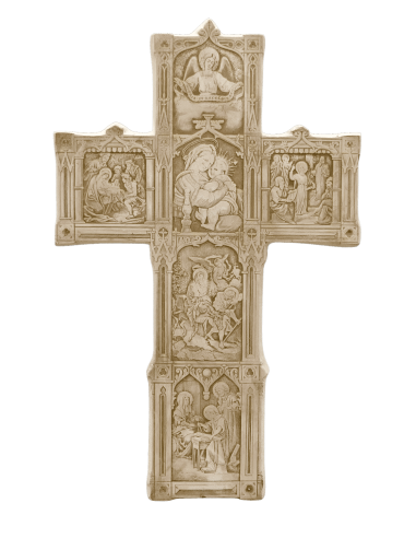 Ravissante et originale croix représentant les mystères de l'Enfance de Jésus