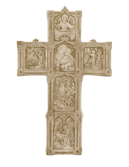 Ravissante et originale croix représentant les mystères de l'Enfance de Jésus