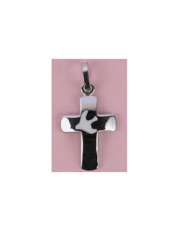 Croix avec Colombe blanche - argent