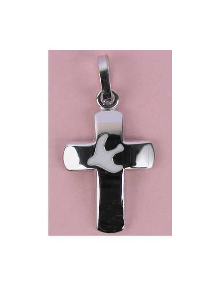 Croix avec Colombe blanche - argent
