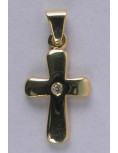 Croix fantaisie zircon blanc - plaqué or