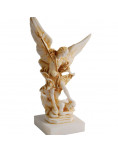 Statue Saint Michel Archange - albâtre beige et or