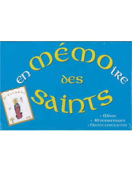 Un joli jeu de mémoire - 80 cartes (6 x 4 cm) - 40 saints, avec leur notice explicative.