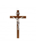 Petit crucifix en noyer et Christ en métal