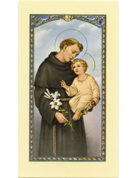 Image de Saint Antoine de Padoue avec prière au dos.