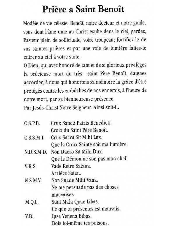 Saint Benoît - Image avec prière