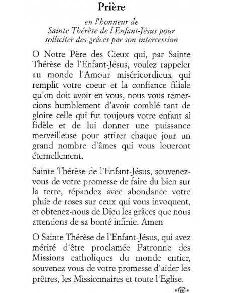 Sainte Thérèse - Image avec prière