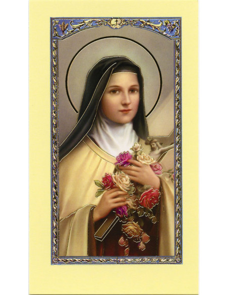 Image de sainte Thérèse avec prière au dos.